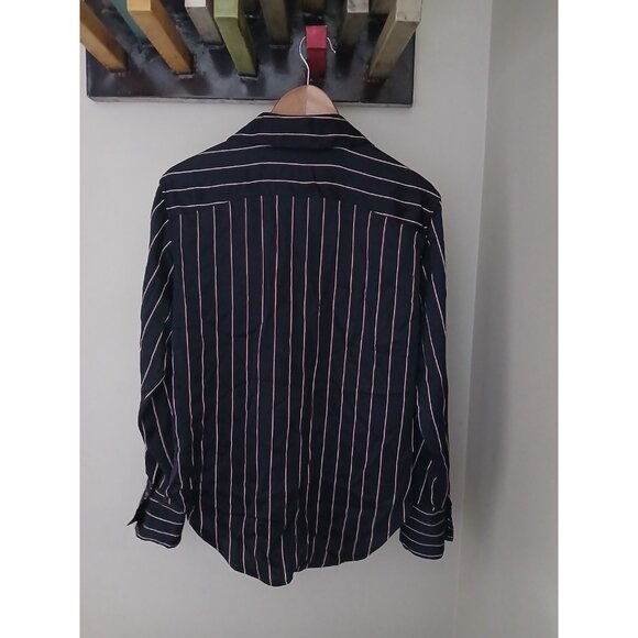 Frame The Standard Shirt Button-Up Size Small Blue Stripe Silk Quiet Luxury - Picture 6 of 11